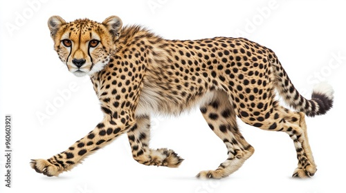 Cheetah running on white background