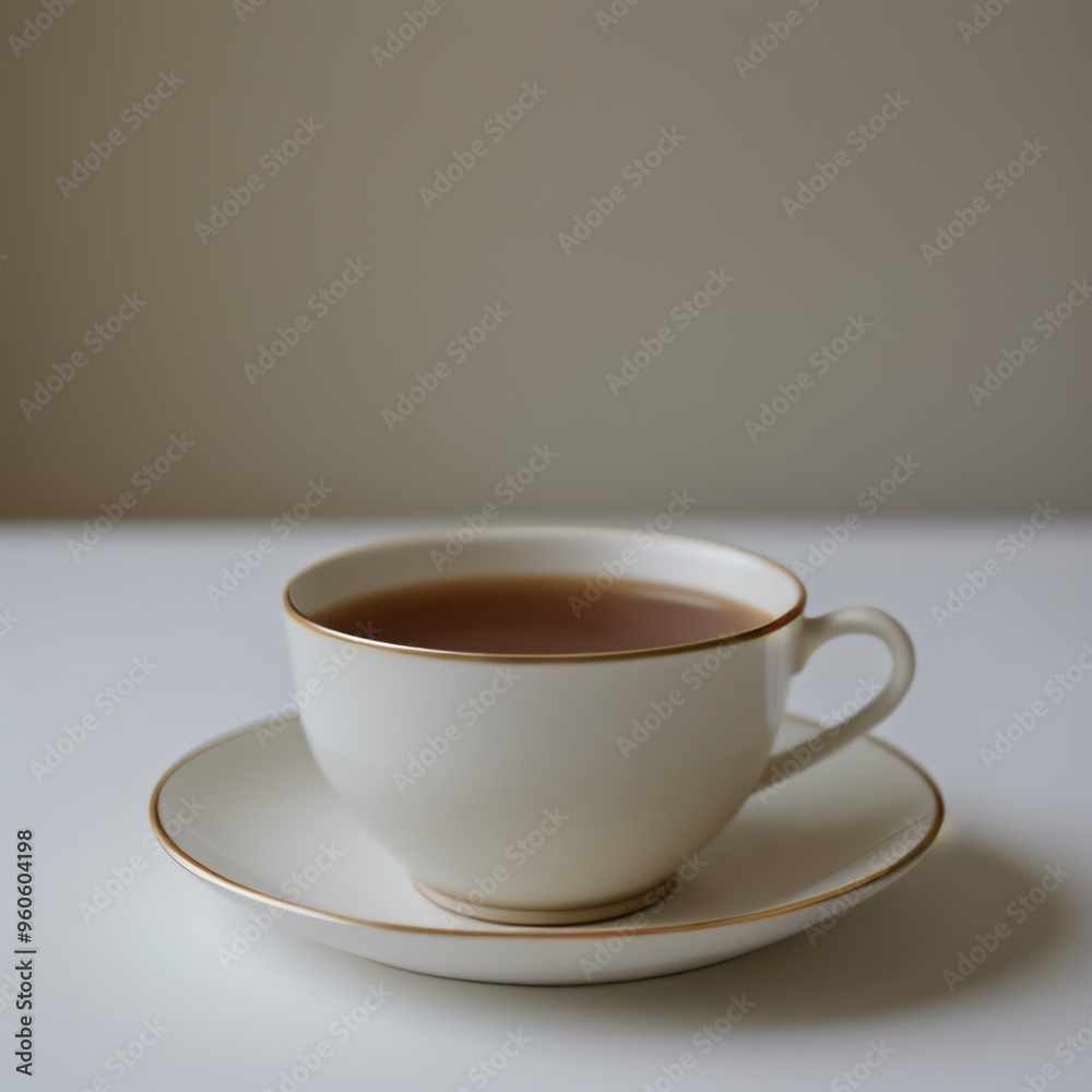 Fototapeta premium Simple Cup of Hot Tea on a White Background