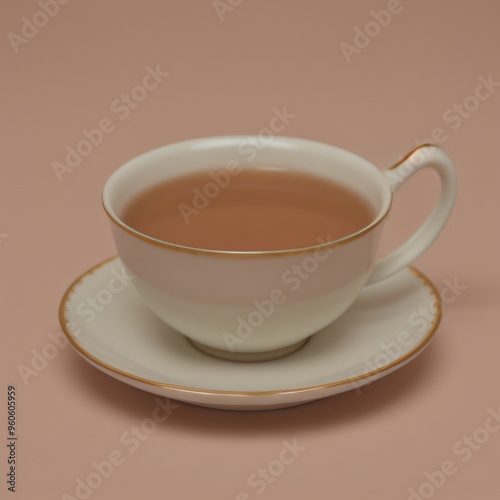 Simple Cup of Hot Tea on a White Background