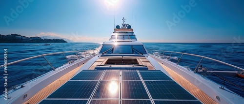 Sustainable Luxury Afloat: Solar-Powered Yacht Embracing Renewable Energy on a Sunny Day photo