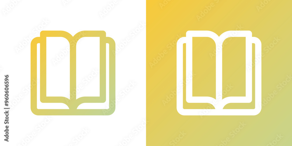 Minimal gradient open book icon. Back to school. Vector illustration, flat design Minimal gradient open book icon. Back to school. Vector illustration, flat design