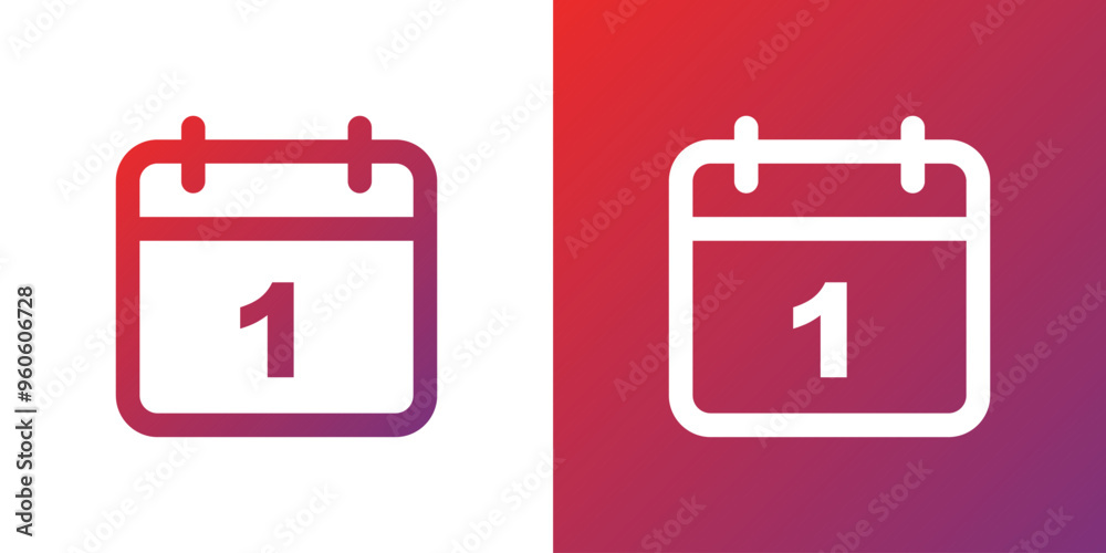 Minimal gradient calendar icon. Back to school. Vector illustration, flat design Minimal gradient calendar icon. Back to school. Vector illustration, flat design
