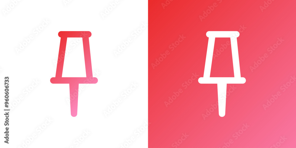 Minimal gradient drawing pin icon. Back to school. Vector illustration, flat design