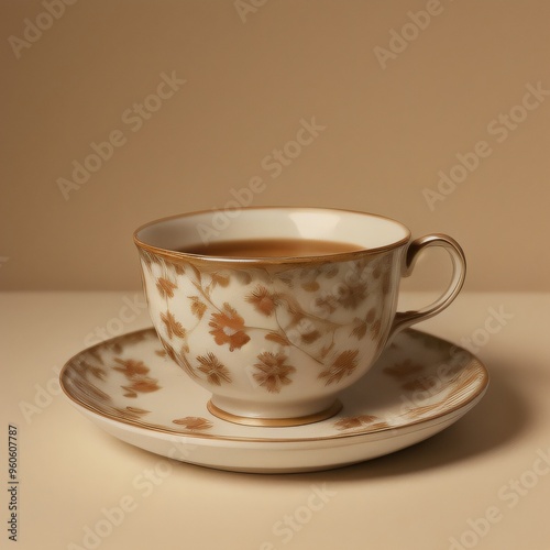 Simple Cup of Hot Tea on a White Background