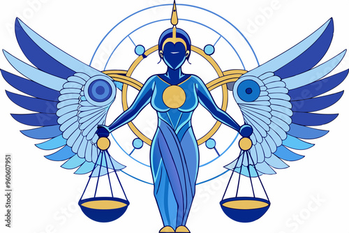 astrological Zodiac sign of Libra, beautiful girl with long wings