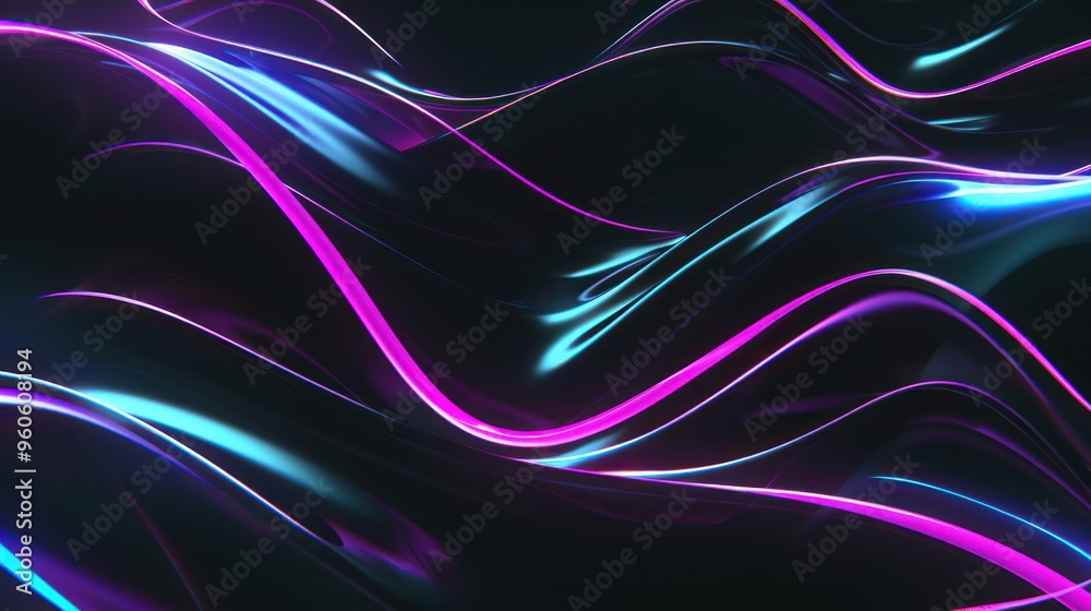 Fototapeta premium Abstract Neon Waves in a Dark Background