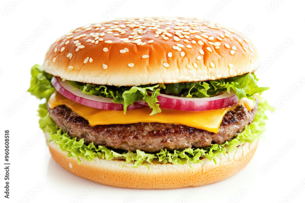 Delicious Cheeseburger Isolated on a Transparent Background Delicious Cheeseburger Isolated on a Transparent Background