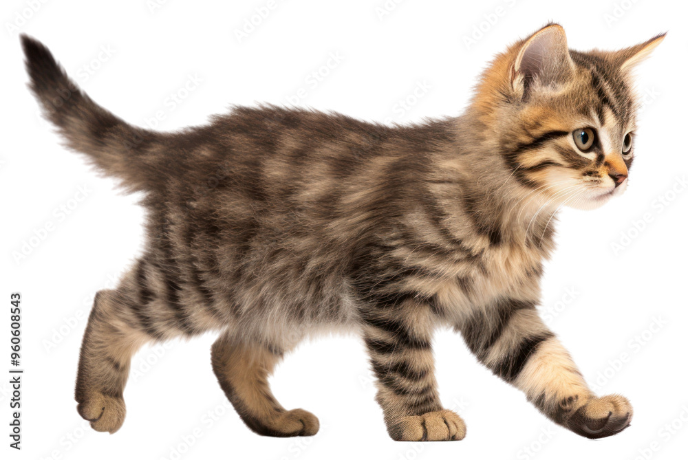 Obraz premium PNG Photo of kitten walking animal mammal manx.