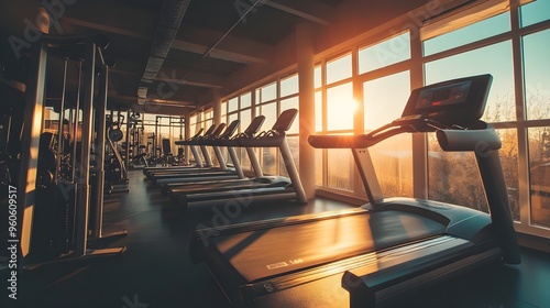 Morning workout in a gym  Monday morning  energetic and focused