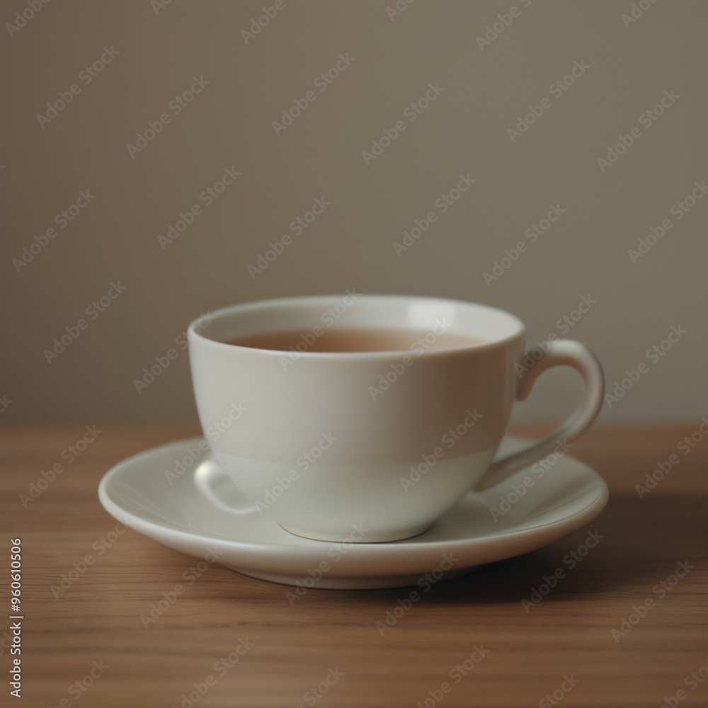 Simple Cup of Hot Tea on a White Background
