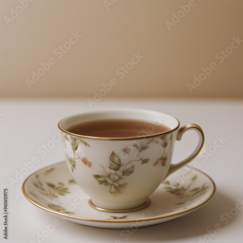 Simple Cup of Hot Tea on a White Background