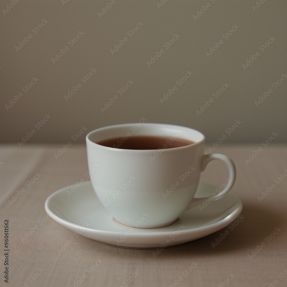 Simple Cup of Hot Tea on a White Background