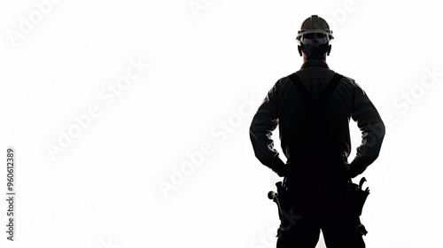 Silhouette of construction worker