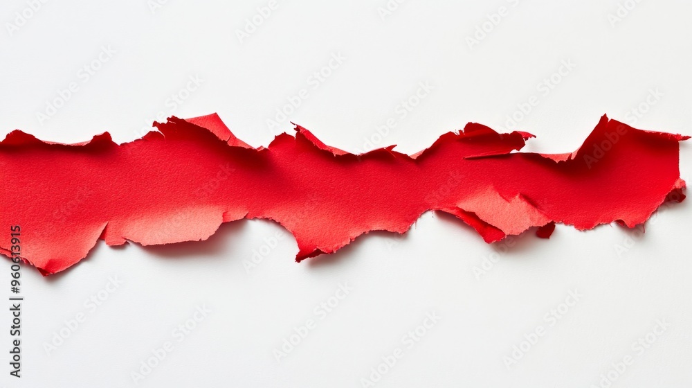 Fototapeta premium Ripped red paper on a white background. Illustration of a stylish ripped red paper with copy space.