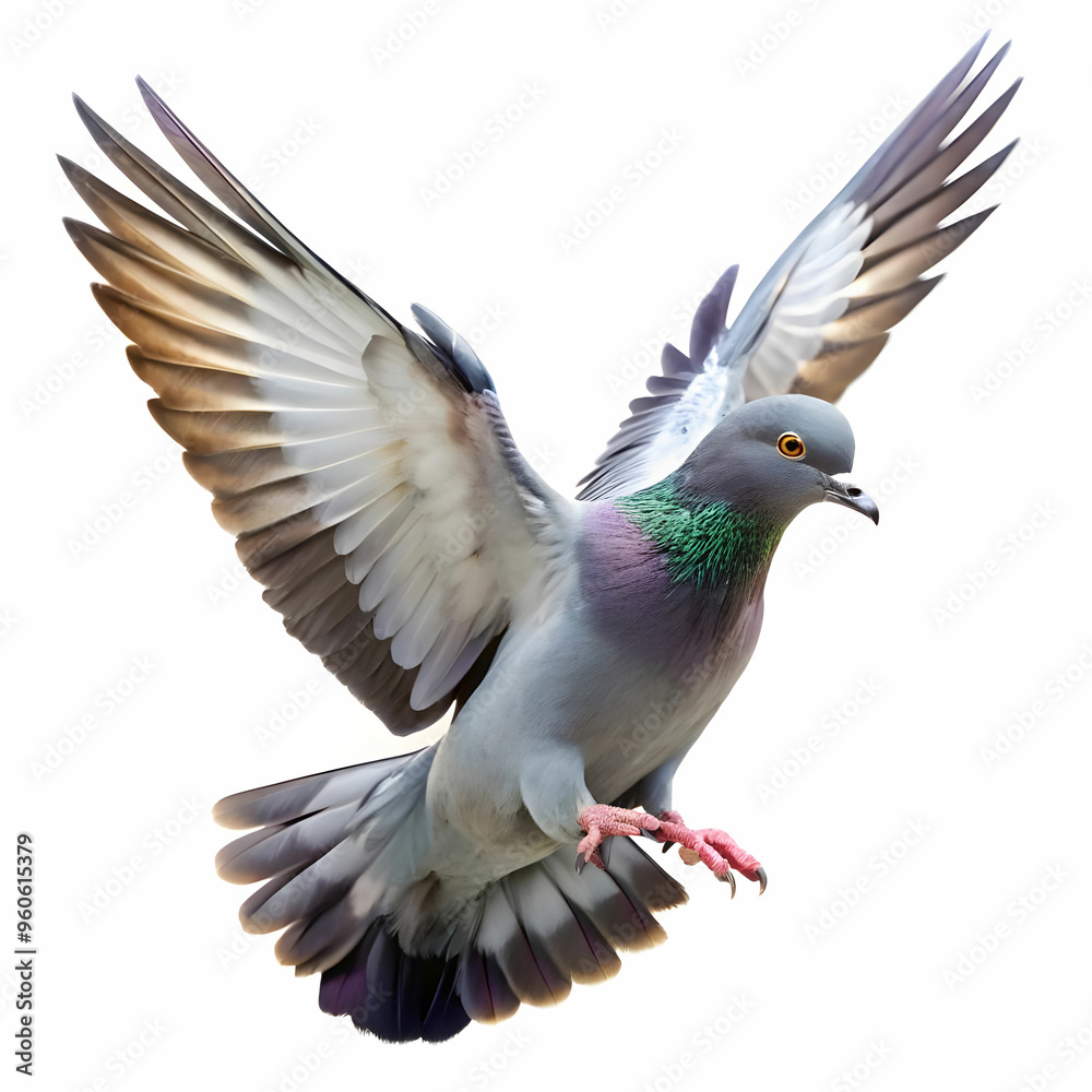 Fototapeta premium a pigeon flying on a white background