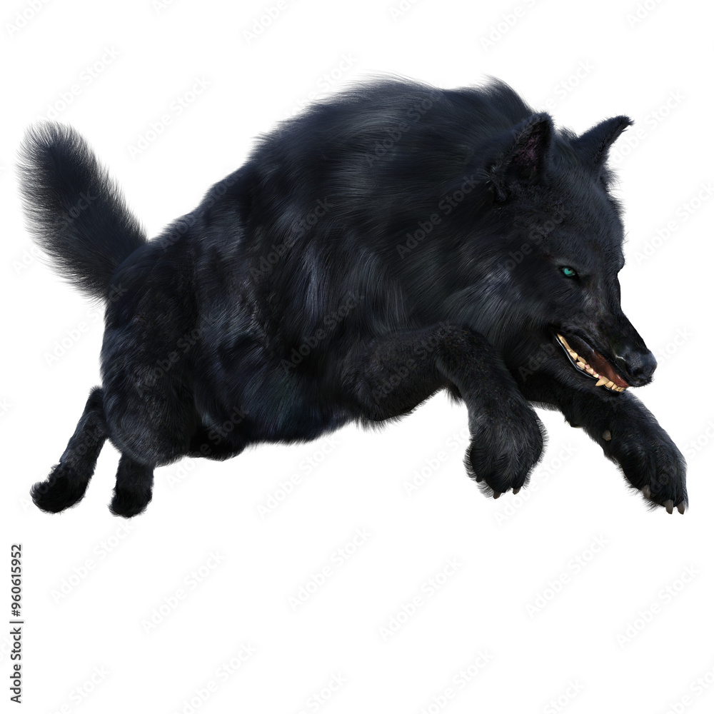 3D rendered illustration of a black wolf isolated on a transparent background. 3D rendered illustration of a black wolf isolated on a transparent background.
