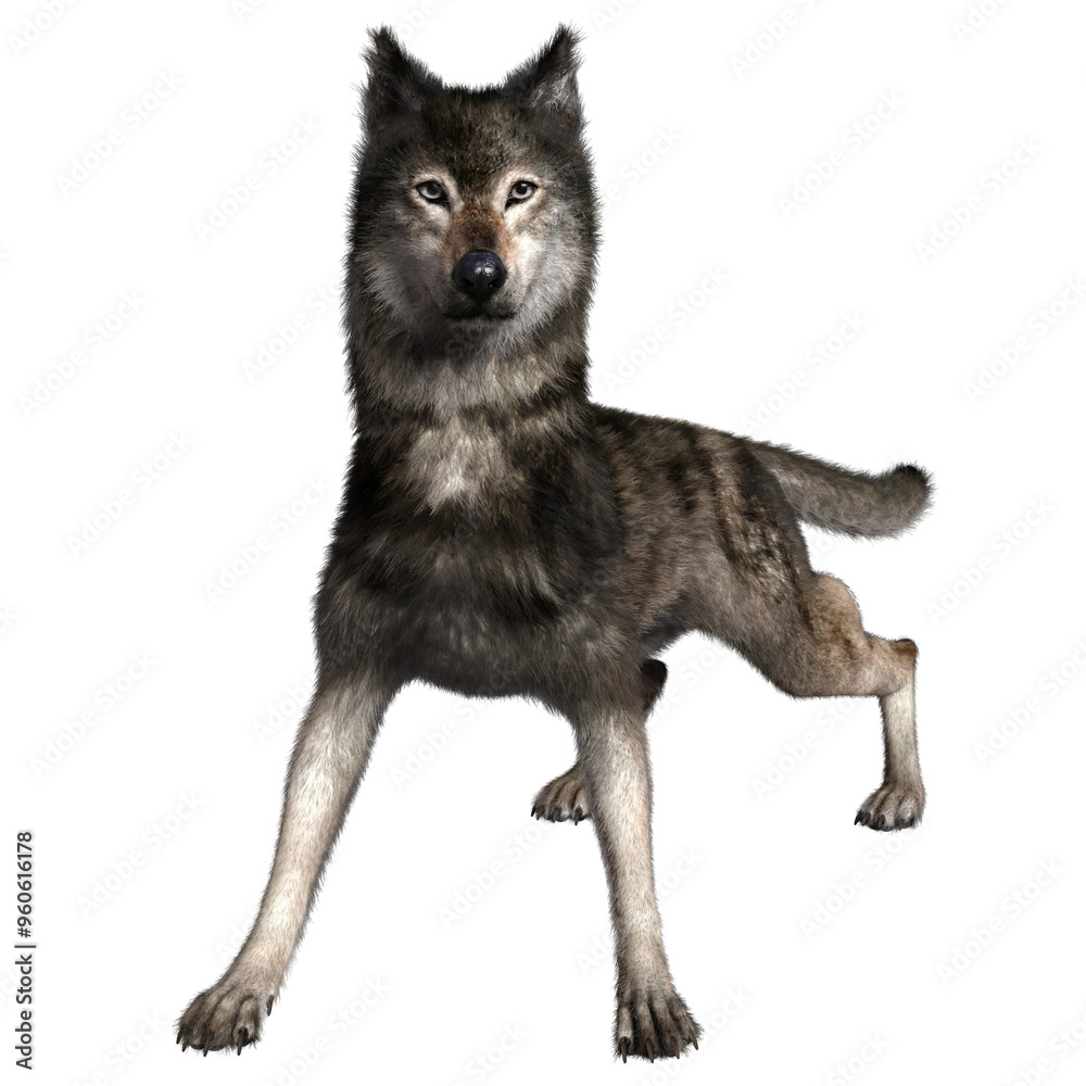 3D rendered illustration of a black wolf isolated on a transparent background. 3D rendered illustration of a black wolf isolated on a transparent background.