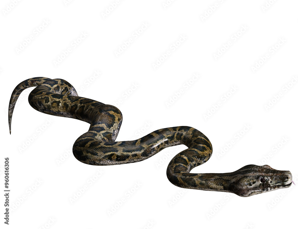 3D rendered illustration of a Burmese python isolated on a transparent background 3D rendered illustration of a Burmese python isolated on a transparent background