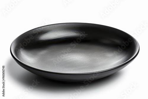 Japanese style black plate on white background with clipping path