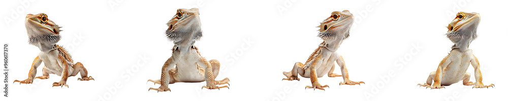 Obraz premium Set, collection of a bearded dragon isolated on transparent background.