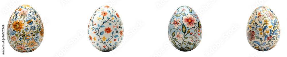 Set, collection of a beautifully decorated Easter egg isolated on transparent background. Set, collection of a beautifully decorated Easter egg isolated on transparent background.