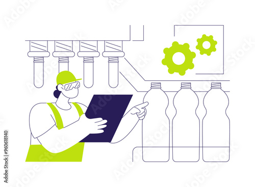 Pet bottle production abstract concept vector illustration.