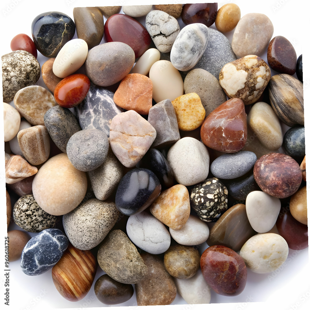 a close up of a lot of rocks and rocks on a white
