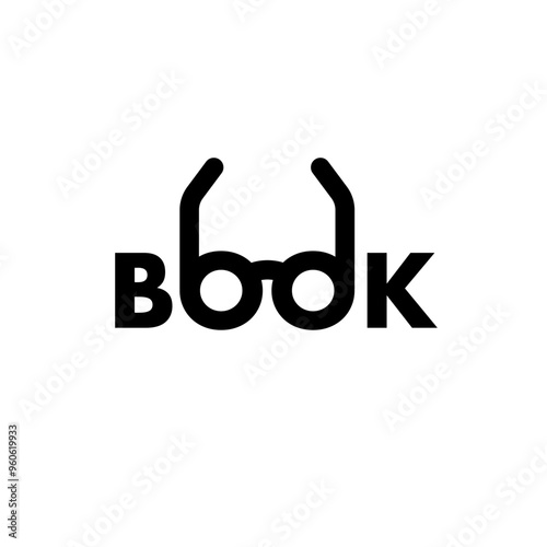 Book lettering. The letters "o" form glasses. Vector illustration, flat design