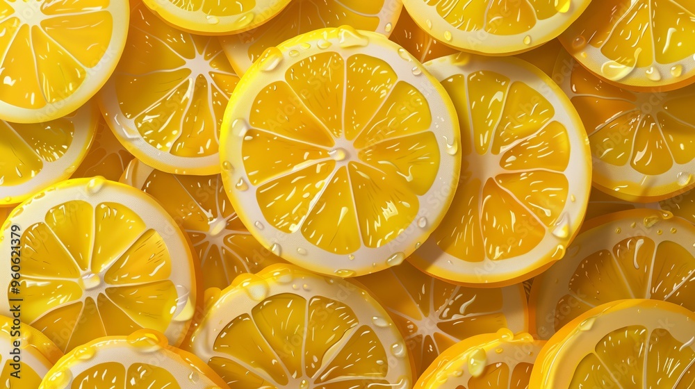 Lemon slices texture. Fresh fruit background, lemon pieces wallpaper vector illustration. Lemon slices texture. Fresh fruit background, lemon pieces wallpaper vector illustration.