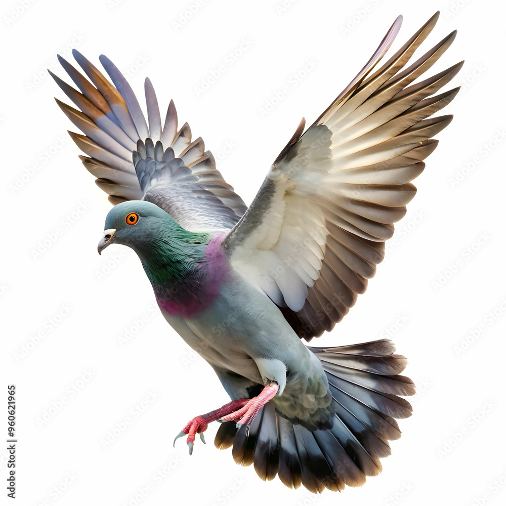 Obraz premium a pigeon flying on a white background