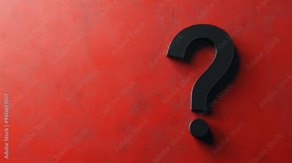 Black question mark symbol on smooth red background Black question mark symbol on smooth red background