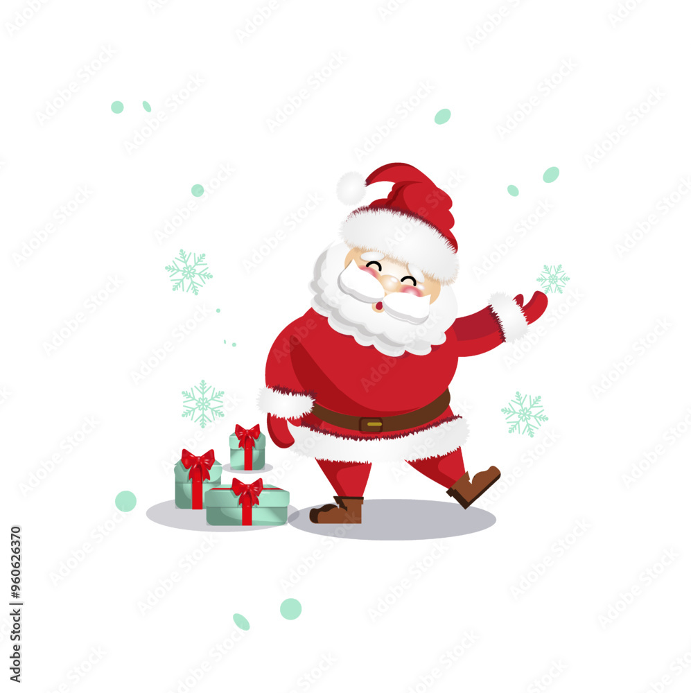 Happy new year Santa Claus with merry christmas gift boxes, celebratr Happy new year Santa Claus with merry christmas gift boxes, celebratr