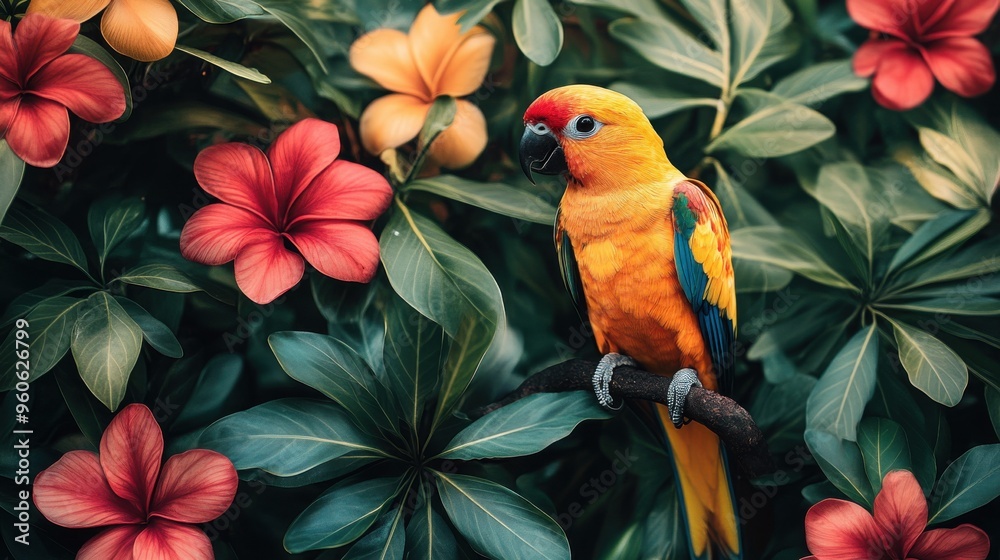Obraz premium Clipart of biodiversity with a focus on tropical and temperate species on a white background