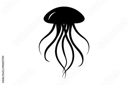 A Jellyfish Silhouette Vector Illustration
