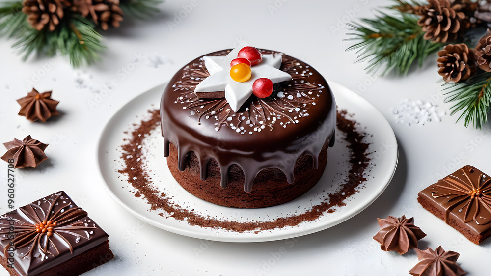 beautiful delicious cake. festive cake on a New Year's background. beautiful delicious cake. festive cake on a New Year's background.