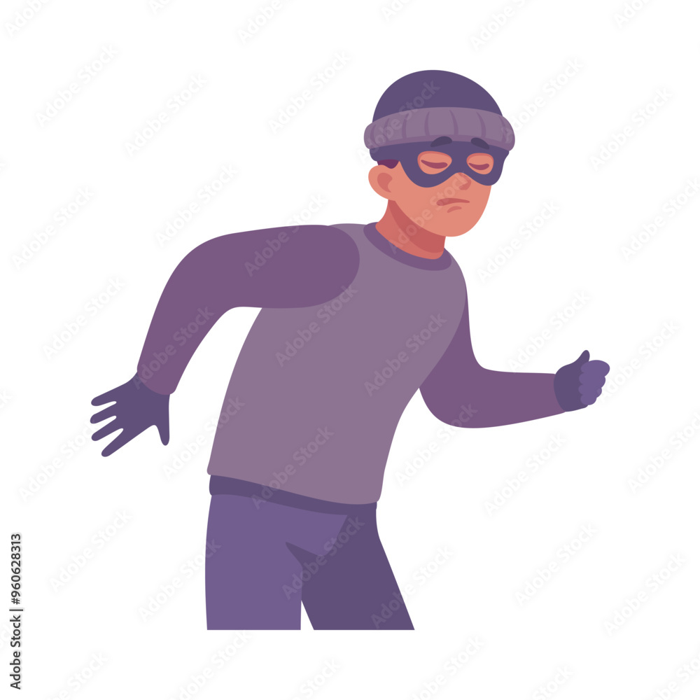 Man Criminal Commit Crime and Theft Vector Illustration Man Criminal Commit Crime and Theft Vector Illustration