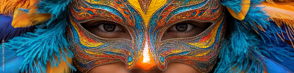 Fototapeta premium Brazilian carnival masks with intricate feather designs