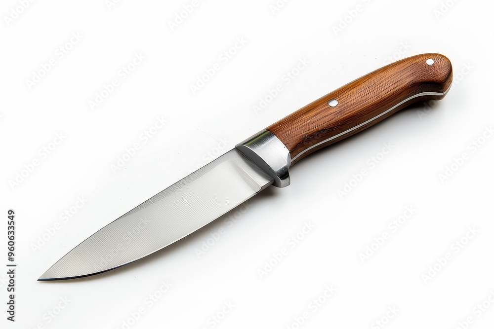 Single sharp knife white background top view Single sharp knife white background top view