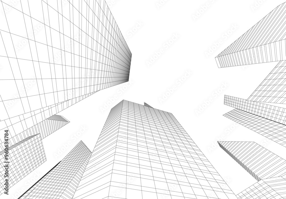 Fototapeta premium abstract city buildings vector drawing