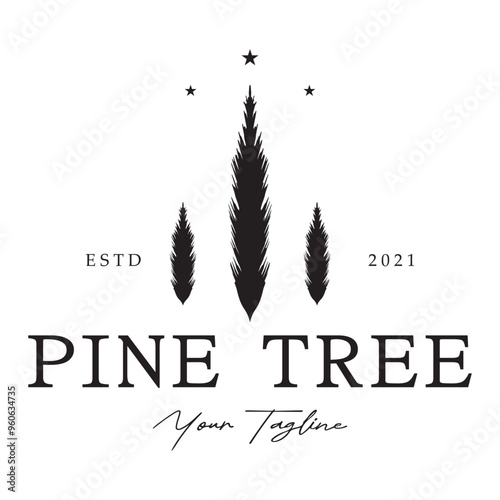simple pine or fir tree logo,evergreen.for pine forest,adventurers,camping,nature,badges and business.vector