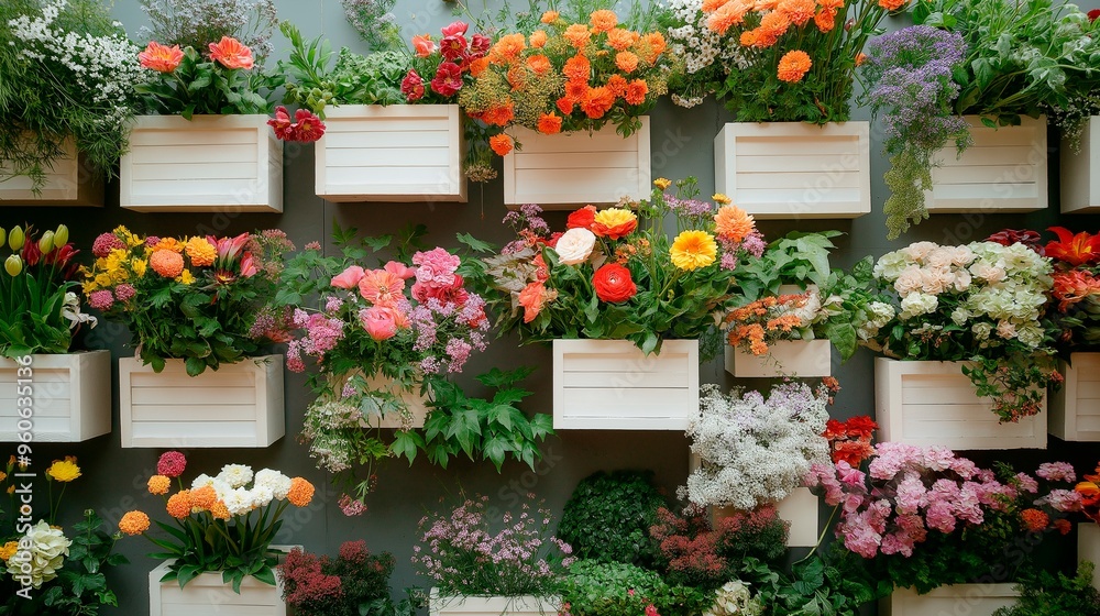 Naklejka premium flower shop with colorful flowers