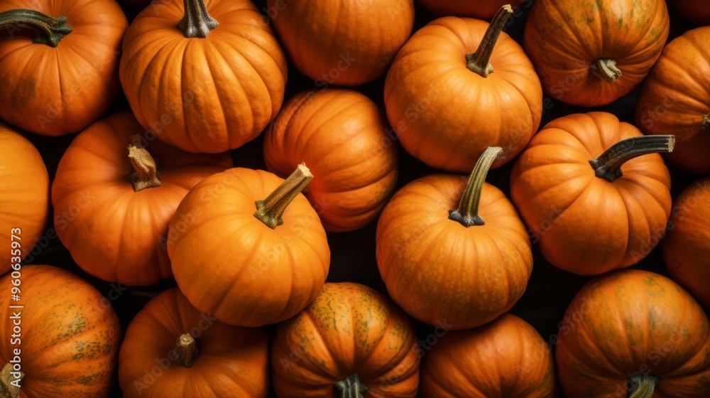 Bunch of orange mini pumpkins with stripes and dark spots. Neural network ai generated art Bunch of orange mini pumpkins with stripes and dark spots. Neural network ai generated art