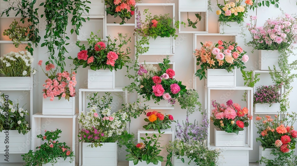 Naklejka premium flower shop with colorful flowers