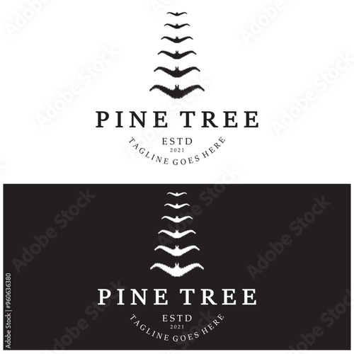 simple pine or fir tree logo,evergreen.for pine forest,adventurers,camping,nature,badges and business.vector
