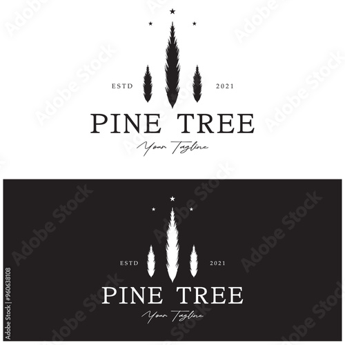 simple pine or fir tree logo,evergreen.for pine forest,adventurers,camping,nature,badges and business.vector