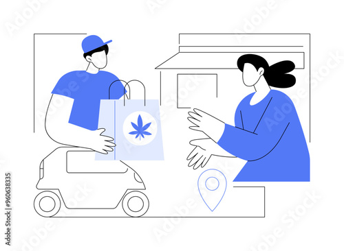 Cannabis products delivery isolated cartoon vector illustrations.