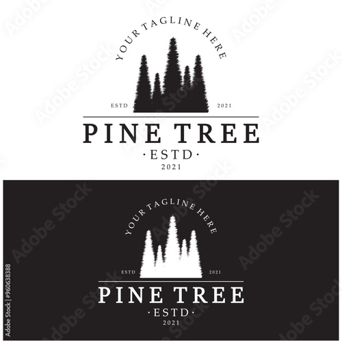 simple pine or fir tree logo,evergreen.for pine forest,adventurers,camping,nature,badges and business.vector