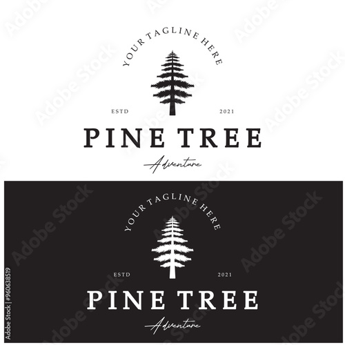 simple pine or fir tree logo,evergreen.for pine forest,adventurers,camping,nature,badges and business.vector