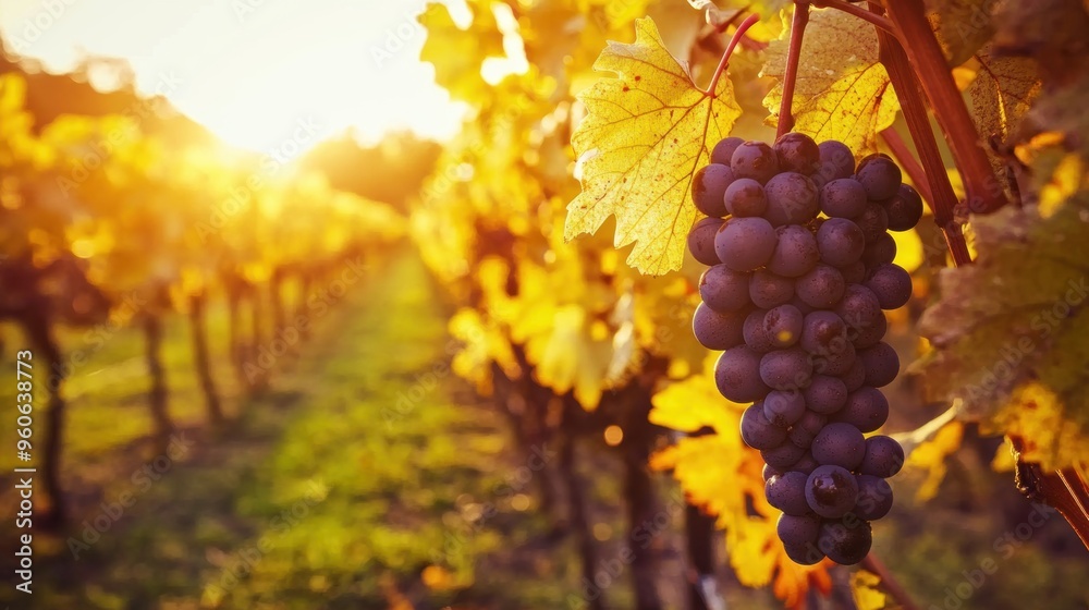 Fototapeta premium Vineyard at sunset
