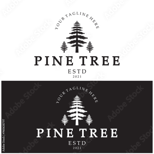 simple pine or fir tree logo,evergreen.for pine forest,adventurers,camping,nature,badges and business.vector